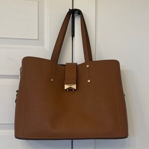 Evernew cognac work tote bag (with zippered laptop compartment)